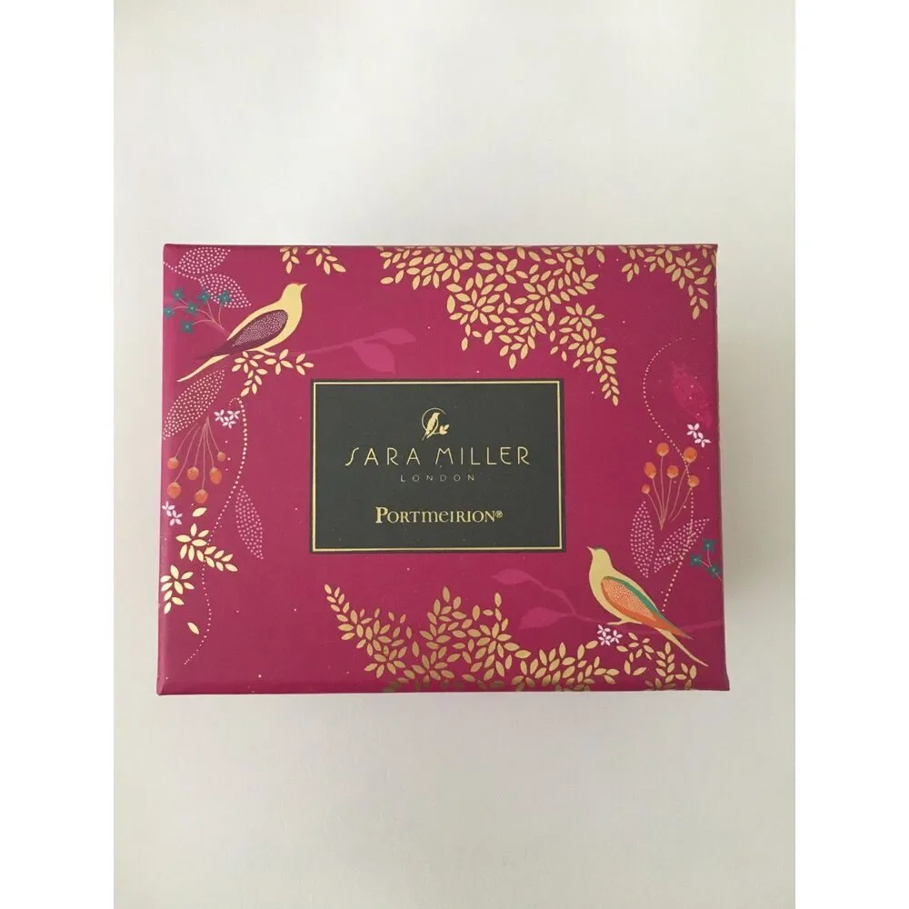 Sara Miller London Portmeirion Chelsea Pink Mugs 12 Oz Gold Set of 3 New Box
